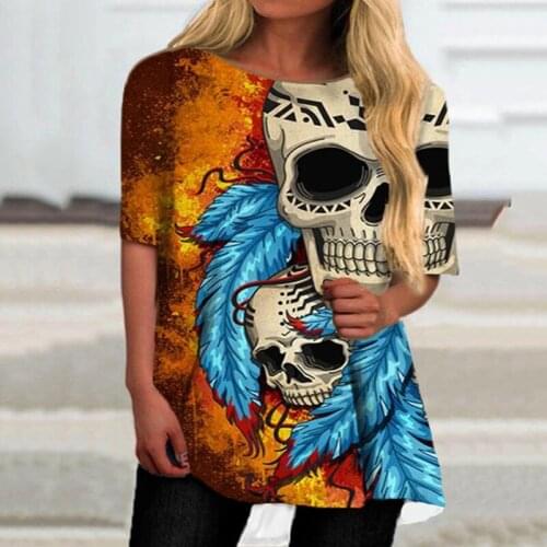 Tshirt Women Plus Size Short Sleeve 3D Skull Printed O-neck Tops Tee T-shirt Femme Harajuku Top Women Ropa Mujer T Shirt