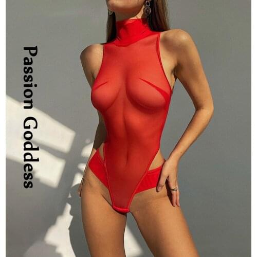 Sexy Women Mesh See-through Slim Bodysuits Rompers Summer Transparent Jumpsuits Longue Overalls Party Club Sleeveless Bodysuits