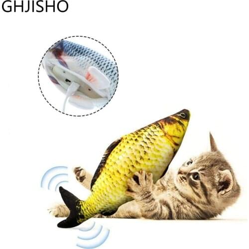 Cat electric fish toy pet 3D fish USB charging simulation fish plush toy interactive dancing fish play plush supplies cat toy