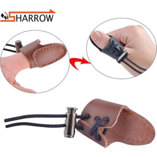Leather Finger Guard Archery Hunting Mongolian Longbow Thumb Tab Ring Protector For Shooting Bowstring Catapult Protective Gear