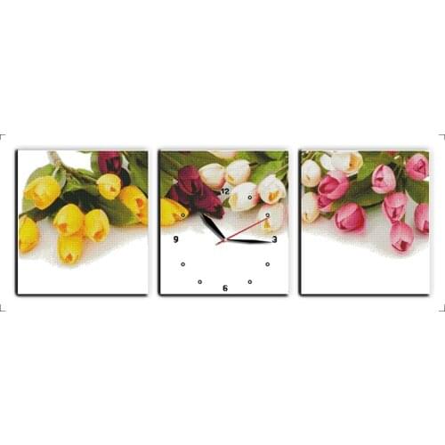 Colorful Tulip cross stitch kit 14ct 11ct count print canvas wall clock stitching embroidery DIY handmade needlework