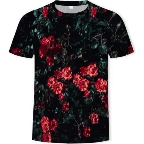 Summer New Fashion Men Women Sweatshirt 3D Print Rose Flower T Shirt Short Sleeve Hip Hop Top Harajuku Pullover 2019