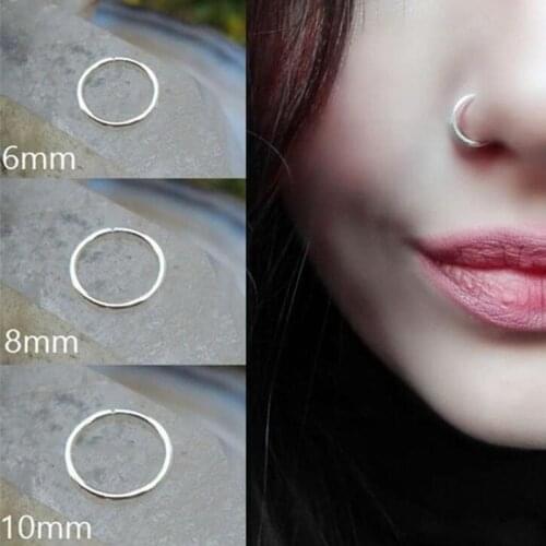 Steel Thin Small Nose Ring Hoop Cartilage Piercing Studs Sanwood 0.8mm