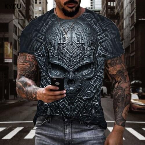 KYKU Brand Skull T shirt Men Rock Funny T shirts Hip Hop Tshirt Printed Metal T-shirts 3d Mens Clothing T shirts New Streetwear