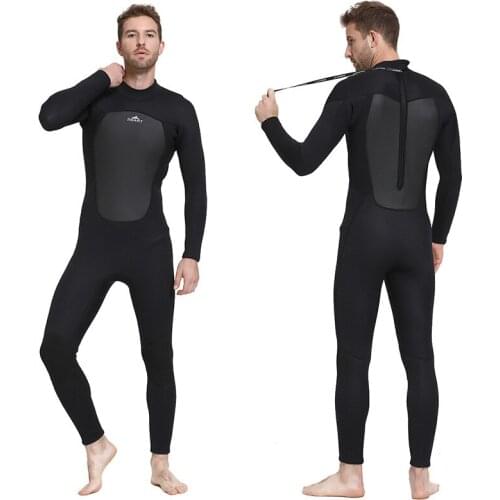 Mens 3mm Neoprene Wetsuit Snorkeling, Scuba Diving, Surfing in Mens Sizes Full Body Diving Wet Suit Back Zip Black/Grey