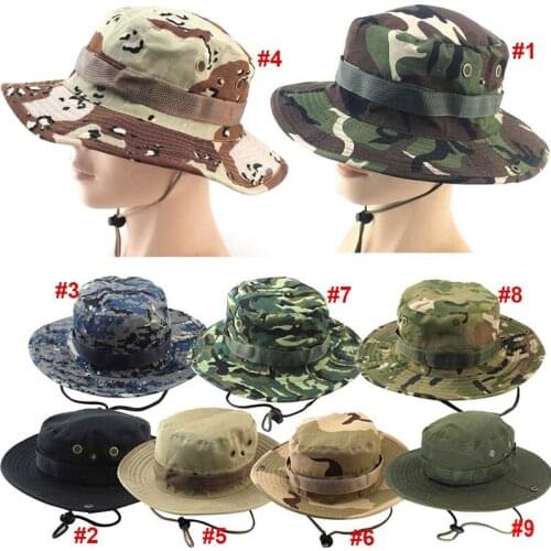 Newest Camouflage Outdoor Mountaineering Fishing Caps Round Boonie Hats Military Camping Outdoor Hat WHStore