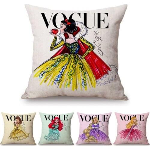 New Fashion Magazine Colourful Hand Drawing Cartoon Beautiful Girl Printed Cushion Cover Home Decorative Sofa Throw Pillow Case