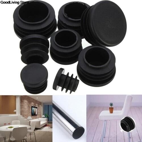 Wholesale 10Pcs High Quality Plastic Furniture Leg Plug Blanking End Caps Insert Plugs Bung For Round Pipe Tube Black