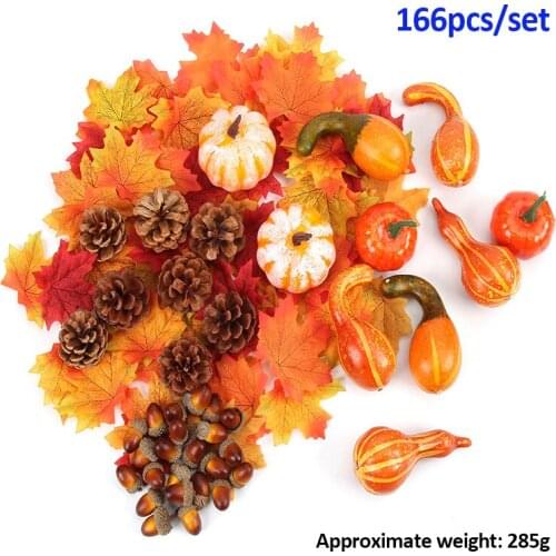 Fall Harvest Decor Props Artificial Mini Pumpkin Gourd Acorn Berries Maple Leaf Artificial Pumpkin Diy Craft Simulator Halloween