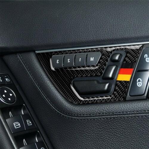 Carbon Fiber Interior Decoration Seat Adjustment Button Frame Cover Trim for Mercedes Benz W204 C Class Decal Accessories 2pcs