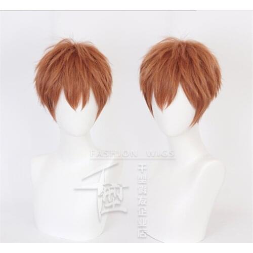 Anime Division Rap Battle Wig Busujima Meison Short Orange Hair Cosplay Wig Role Play Halloween Hair Synthetic 25cm