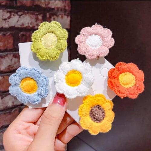 1pcs Women Girls Knitted Fabric Flower Hairpin Brooch Dual-Use Cute Little Flower Pin Duckbill Clip Hairpin Jewelry