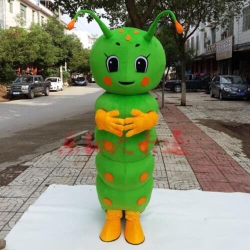 Green Carpenterworm Mascot Costume Cartoon Character Mascotte Adult Apparel Halloween Fancy Dress Christmas Cosplay Outfit