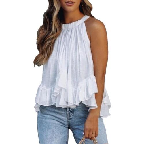 Women T-shirt Solid Color Loose Summer Sleeveless Round Neck Top for Dating Womens Clothing Fashion Sexy Beach Ladies Vest M-3XL