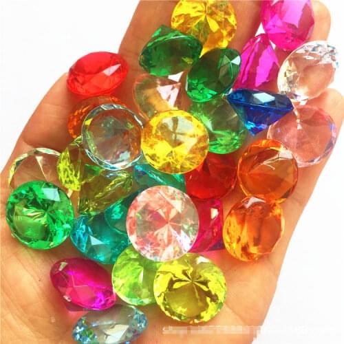 50pcs Faux Diamond Jewels Treasure Chest Pirate Acrylic 20MM Crystal Gems Filler Toy Props Party Confetti Wedding Decor Gift