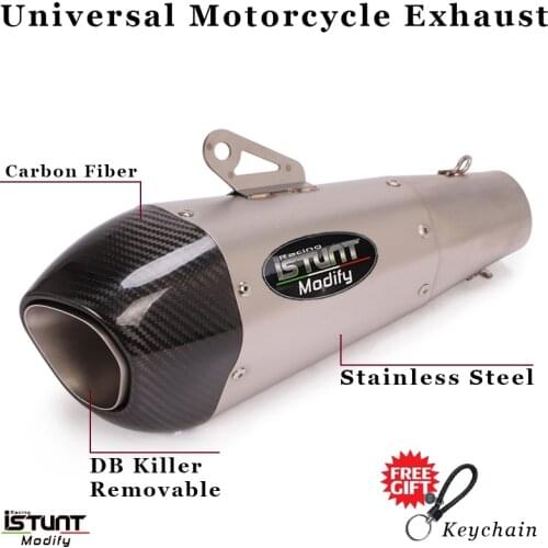 51mm Universal Motorcycle Scooter Exhaust Carbon Fiber Muffler Sport Motorbike For MT07 MT09 R1 R3 R6 ER6N CBR600R Z1000 S1000RR