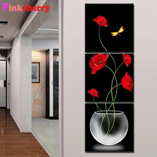5d Diamond Embroidery 3pcs flower Tulip 3d Diamond picture Cross Stitch kits Mosaic Painting Rhinestones Home decor gift P13