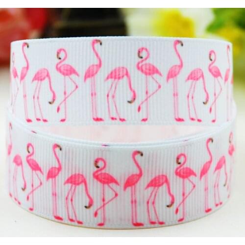 22mm 25mm 38mm 75mm Ruban satin Flamingo Cartoon Character printed Grosgrain Ribbon party decoration X-02017 10 Yards
