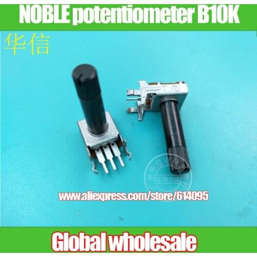 7pcs NOBLE 09-type horizontal single potentiometer B10K / long terminal / handle length 23MM thin flower axis