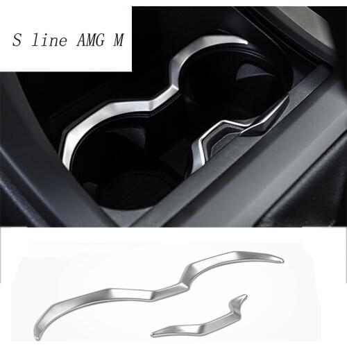 Car styling water cup holder frame decal cover trim Interior stainless steel sticker For BMW X1 F48 2016-2018 auto Accessories