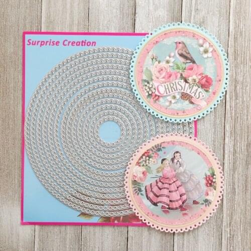 Large Cutting Dies Scalloped Dotted Circle Scrapbook Cardmaking DIY Paper Craft Metal Stencil