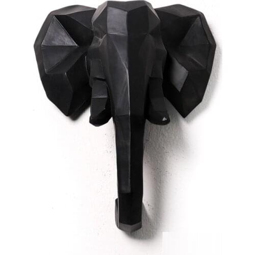 GEOMETRIC ANIMALS WALL DECOR 3D ELEPHANT HEAD ART LIVING ROOM OFFICE KIDS ROOM WHITE AND BLACK CONTRACTED BACKGROUND R681