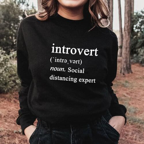 Introvert Social Distancing Expert Definition Womens Sweatshirt Introvert Sweatshirts 100%Cotton Casual O-Neck Long Sleeve Tops