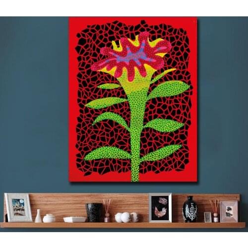 Print Oil Painting Wall Art Painting Yayoi Kusama Cockscomb Home Decorative Wall Art Picture For Living Room Canvas Painting