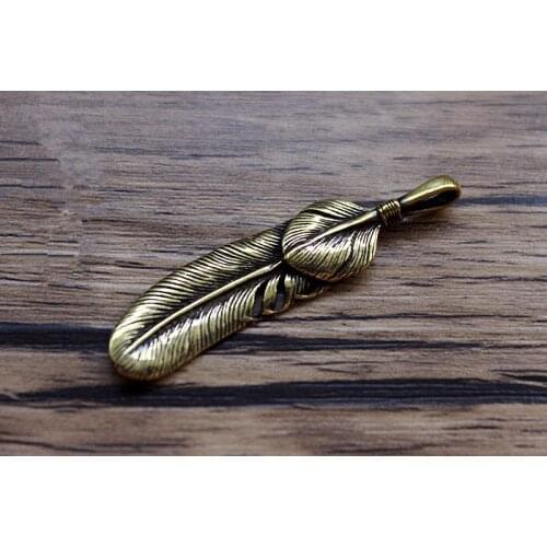Brass Mini Small Feathers EDC Keychain Pendant Zipper Head Phone Fall