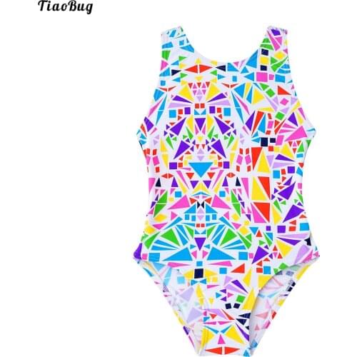 TiaoBug Summer Kids Girls One-Piece Swimsuit Sleeveless Wide Strap U-Shaped Back Backless Bathing Pool Beach Suit Swimwear