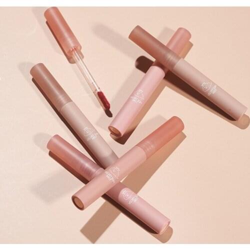 Matte Velvet Lip Glaze Soft Mist Air Light Not Fade Round Tube Moisturizing Lipstick Easy To Color Lazy Non-stick Cup Lip Gloss