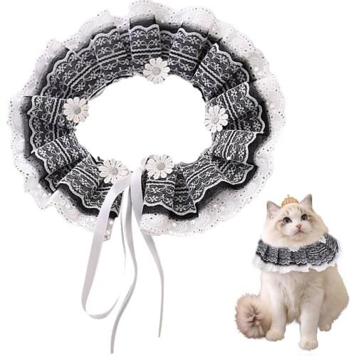 Fashion Adjustable Pet Dog Cat Neck Scarf Tie Pet Bib With Bell Cute Lace Pet Bandana Collar Neckerchief Dog Decor Accessories