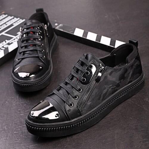 Korean style mens casual breathable flats shoes trend black platform shoe handsome streetwear sneakers young teentage footwear