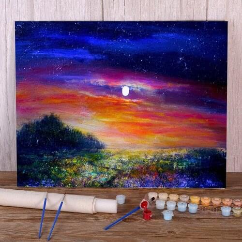 Natural Scenery Sunset Flames DIY Paint By Numbers Kit Oil Paints 50*70 Painting On Canvas Home Decoration Adults Handiwork