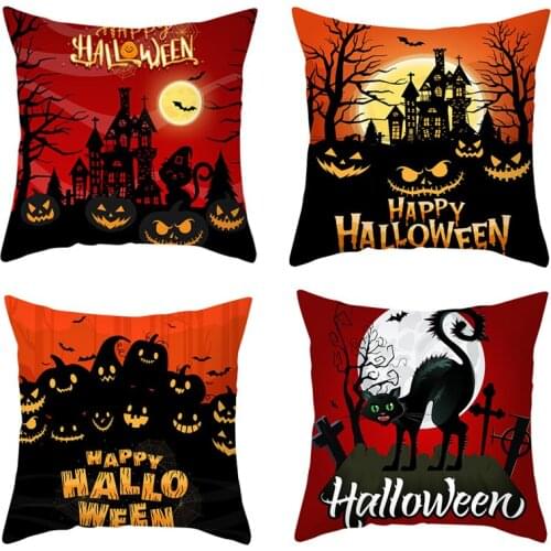 Halloween Cushion Cover Cartoon Pumpkin Ghost Printed Pillowcase Halloween Decoration for Home Party Favor Pillow Case 45X45cm