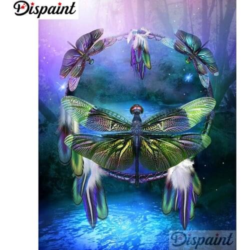 Dispaint Full Square/Round Drill 5D DIY Diamond Painting "Dragonfly feather" 3D Embroidery Cross Stitch Home Decor Gift A11139