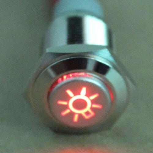 NEW 16mm Red Car Headlights Symbol 12V LED Push Button Metal ON/OFF Switch Sales