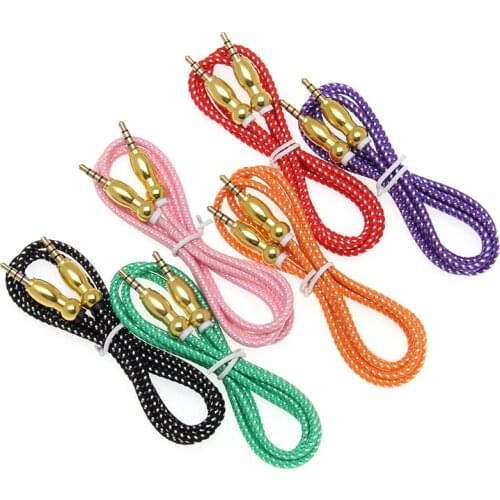 NEW HOT SALES Braided Metal Gourd Head AUX Car Audio Cable 3.5mm Car Audio Male To Male Audio Cable 300pcs