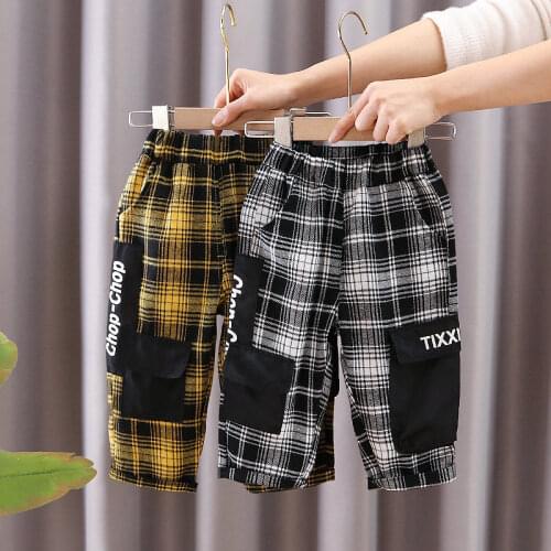 2021 Autumn Spring Plaid Elastic Waist Baby Boy Casual Long Children Trousers Baby Clothes Boys Kids Pants Toddler 0-5 Years