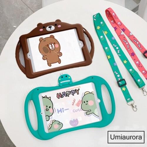 Case For iPad Mini 1 2 3 4 5 Pro Air 1 2 Cartoon Kids Cover For iPad 9.7 2017 2018 5th 6th 7th Gen 10.2 Hand-held Silicon Funda