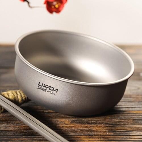 Lixada Titanium Bowls Fruit Vegetable Dinner Bowl Plate Food Container Tableware Home Outdoor Camping Hiking Picnic Flatware