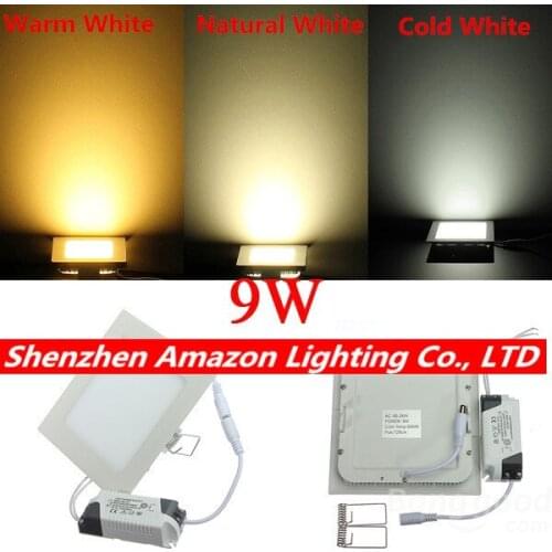 Ultra thin design 9W LED ceiling recessed grid downlight / square panel light 150mm, DHL free shipping