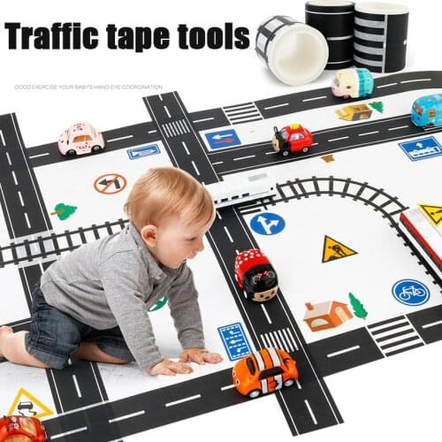 DIY road railway tape toy design city parking lot view track can be matched with car childrens educational toys Christmas gifts