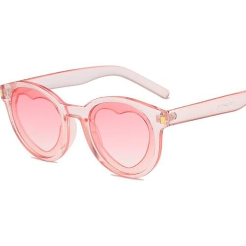 Love Heart Sunglasses Women Round Vintage Christmas Gift Black Pink Red Heart Shape Sun Glasses for Women Uv400