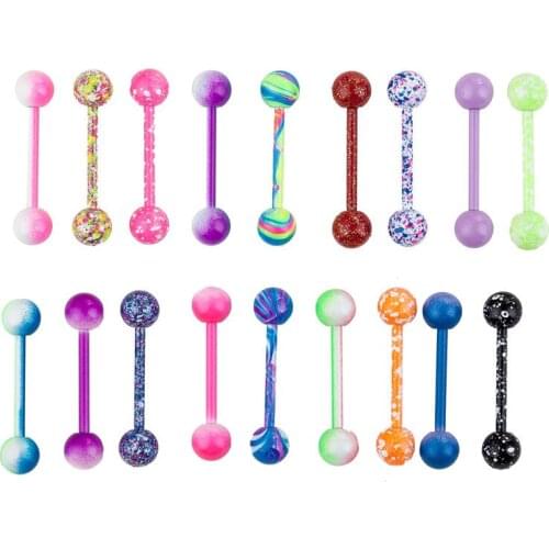 100pcs Body Jewelry Piercing Tongue Ring Barbells Nipple Bar Horseshoes Lip Labret Eyebrow piercing Colorful