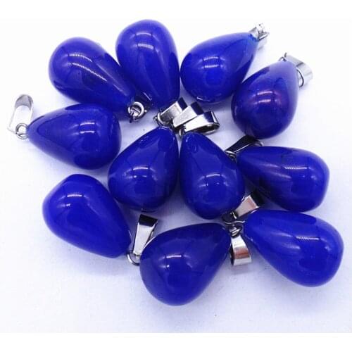 50Pcs 18x13mm Wholesale Sapphire Malay Jade Teardrop Pendant Bead DIY Earrings Handmade Jewelry Accessories S695