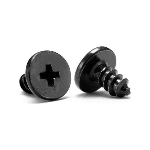50pcs M2.5-M3 Phillips big flat head screw cross thin headed self-tapping tip-tail mobile phone bolt black color 5mm-10mm long