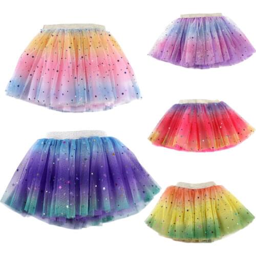 Princess Tutu Skirt Dance Girls Kids Baby Cloth Stars Mesh Party Costume Fancy Mini Tutu Sequins bling Pettiskirt