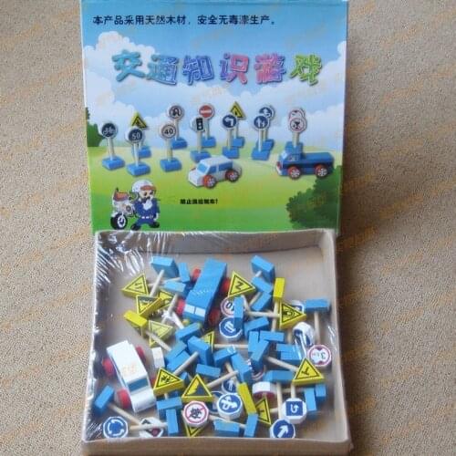 Child wood blocks traffic toy road sign baby educational toys gift