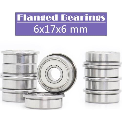F606ZZ Flange Bearing 6x17x6 mm ABEC-1 ( 10 PCS ) Flanged F606 Z ZZ Ball Bearings